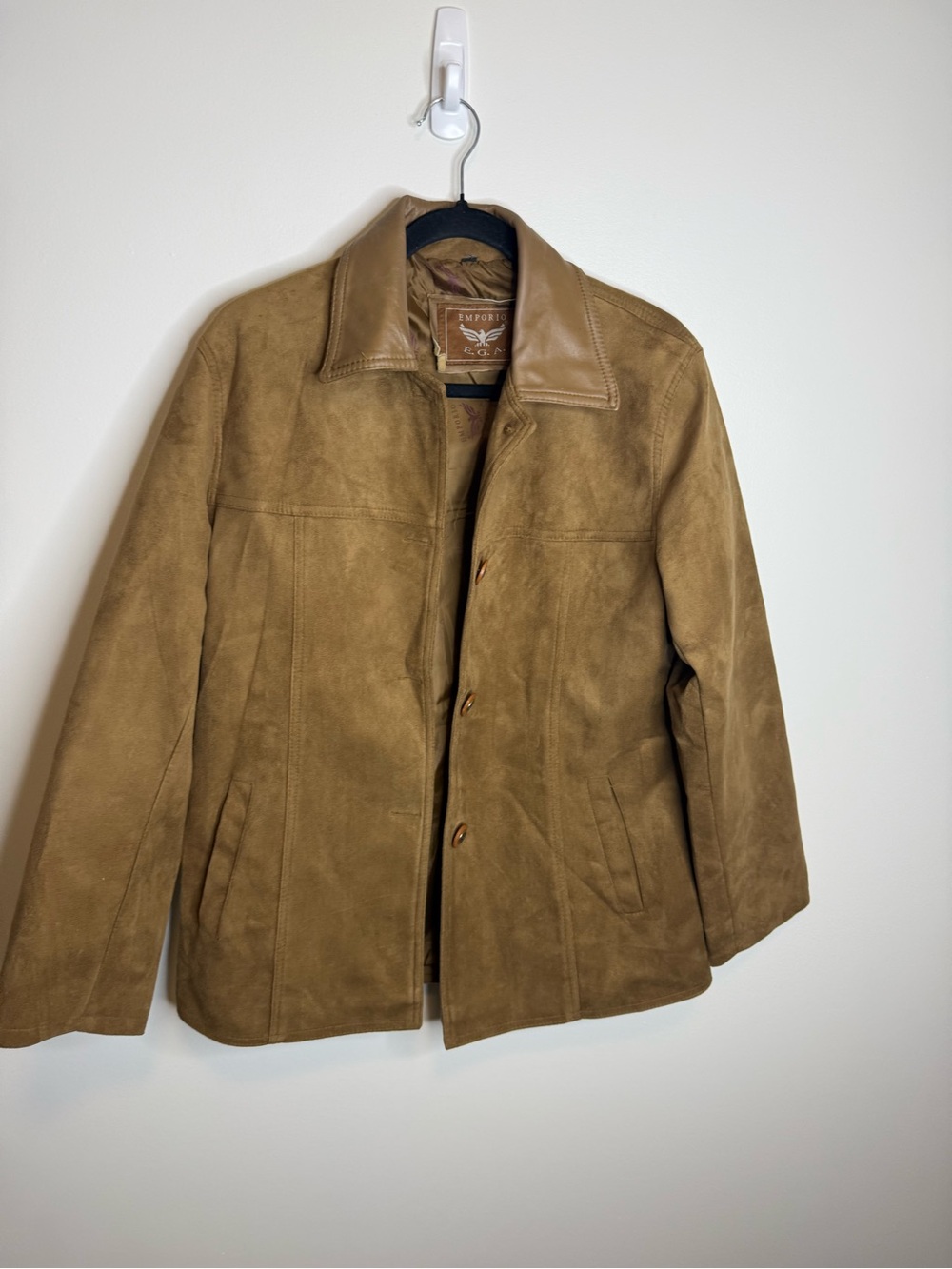 Vintage Utility Jacket in Camel Brown suede size medium